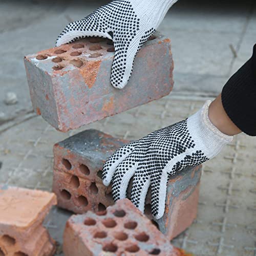Evridwear Cotton Polyester String Knit Shell Safety Protection Work Gloves for Painter Mechanic Industrial Warehouse Gardening Construction Men & Women 12 Pairs, With Two Side dots, L Size - Image 5