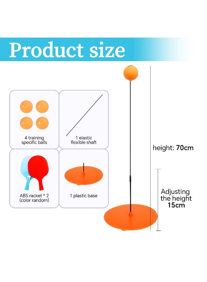 طاولة مدرب تنس مع ساق مرن ومقبض ناعم، مدرب تنس طاولة قابل لضبط الارتفاع، مع مضربين و4 كرات تدريب. - Image 2