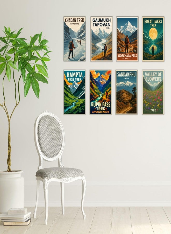 EKDALI Set of 8 India Trekking Posters | A5 Size Travel Wall Art Prints on 350 GSM card stock paper | Featuring Famous Himalayan Treks |Adventure Themed Decor | - Image 4