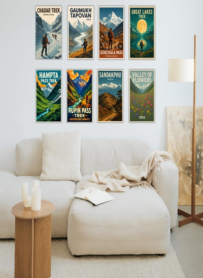 EKDALI Set of 8 India Trekking Posters | A5 Size Travel Wall Art Prints on 350 GSM card stock paper | Featuring Famous Himalayan Treks |Adventure Themed Decor | - Image 2
