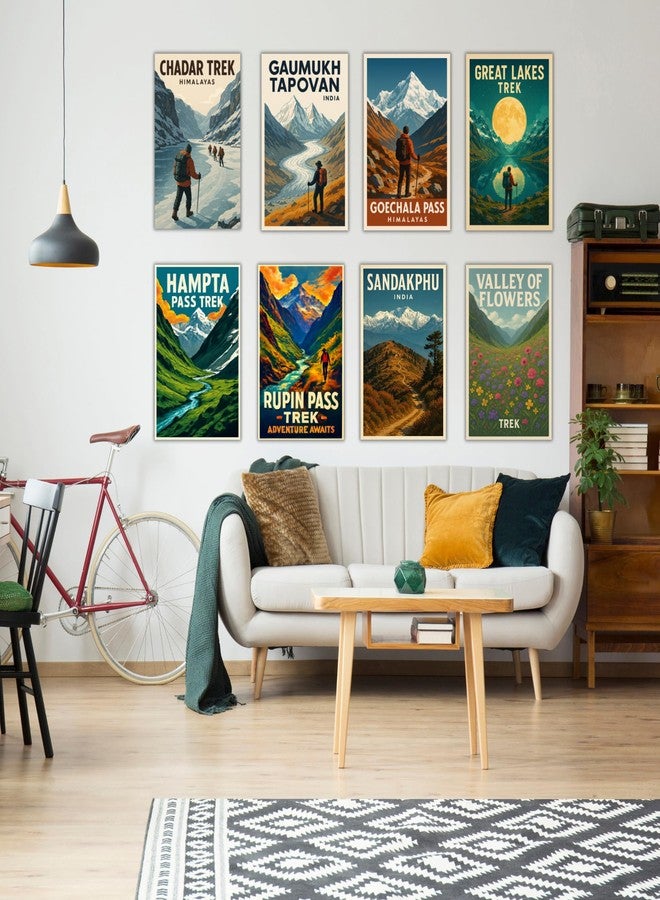 EKDALI Set of 8 India Trekking Posters | A5 Size Travel Wall Art Prints on 350 GSM card stock paper | Featuring Famous Himalayan Treks |Adventure Themed Decor | - Image 5
