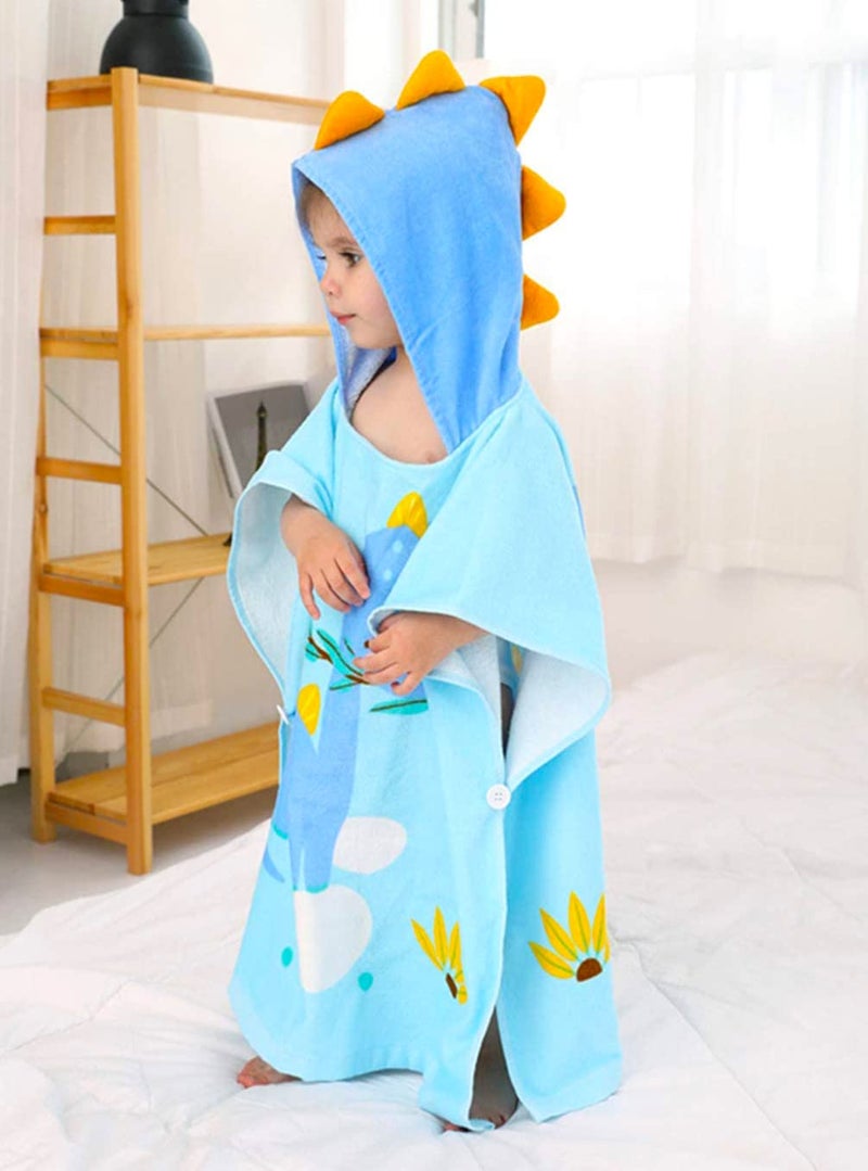 Gneliwm Kids Hooded Beach Towel Poncho Children Bath Towel Wrap Cotton Animal Pattern Toddler Swimming Pool Shower Towel for Boys Girls - Image 3