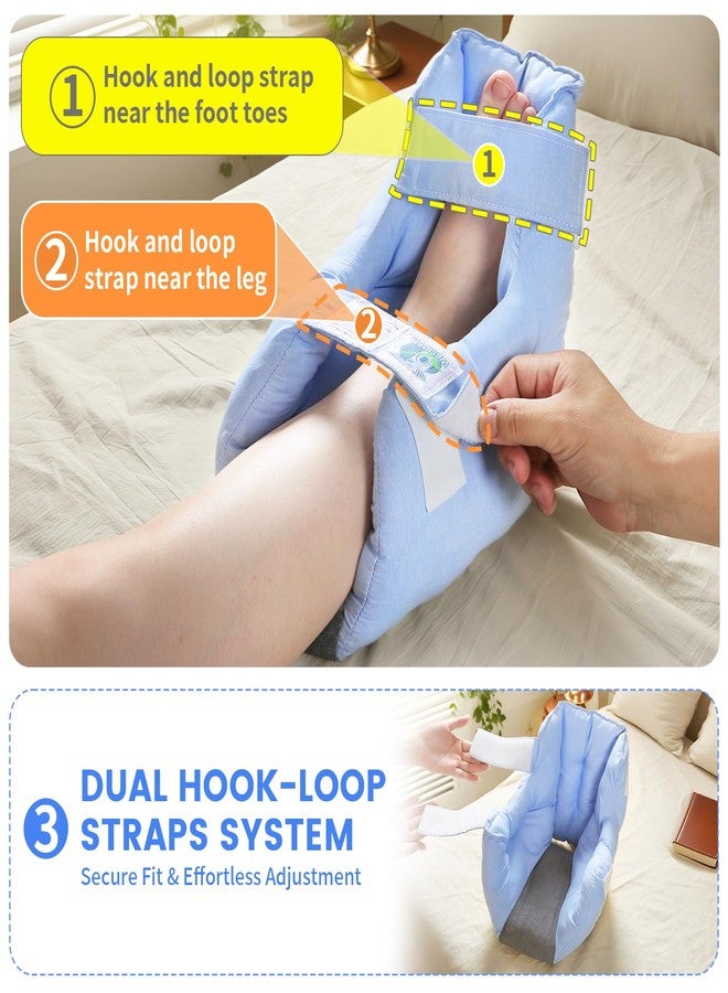 EHUCONELDEX Heel Cushion Protector for Pressure Sores,Foot Pillow to Relieve Ulcers and Heel Pain for Bedridden Patients Supplies,Reusable & Washable (Blue-1PC, Standard Size) - Image 5