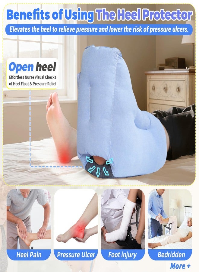 EHUCONELDEX Heel Cushion Protector for Pressure Sores,Foot Pillow to Relieve Ulcers and Heel Pain for Bedridden Patients Supplies,Reusable & Washable (Blue-1PC, Standard Size) - Image 2