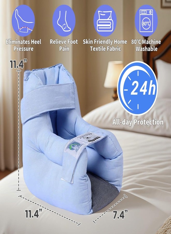 EHUCONELDEX Heel Cushion Protector for Pressure Sores,Foot Pillow to Relieve Ulcers and Heel Pain for Bedridden Patients Supplies,Reusable & Washable (Blue-1PC, Standard Size) - Image 3