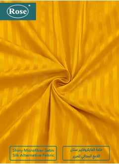 Rose Rose Luxurious Hotel Stripe Fitted Sheet with Deep Pockets and Pillow Cases, Bed Sheet 3-Pieces Set, Soft & Silky Microfiber Breathable and Cooling, King Size 200x200+35 cm, Light Orange  - Image 4