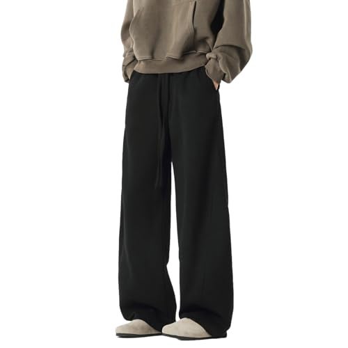 HBER Men's Baggy Sweatpants Elastic Waist Drawstring Wide Leg Lounge Track Pants Casual Loose Joggers with Pockets Black - Image 1