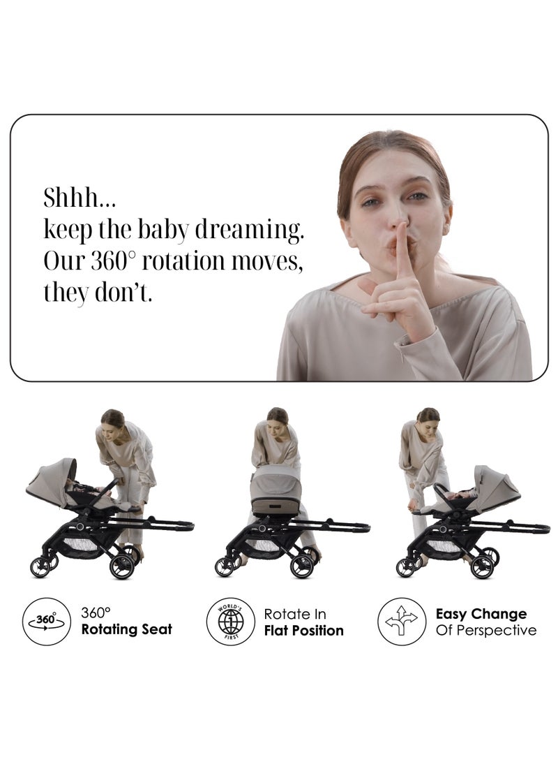 Hamilton مقعد دوار 360° – تقنية MagicFold™، قابل للطي، عجلات عاكسة مع تعليق، يشمل حقيبة واقية وحامل أكواب، عربة دفع قابلة للتعديل وسهلة المناورة – عربة خفيفة الوزن – عربة قابلة للطي - Image 3