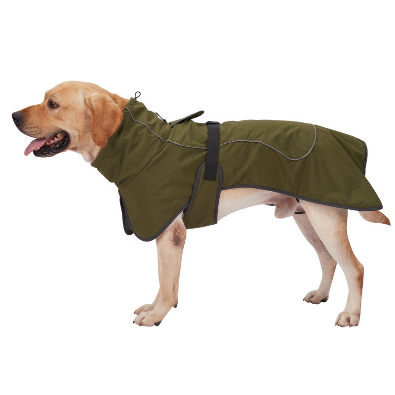 Dog Winter Coat X-Small Army Green: Soft Inner Fleece Adjustable High Collar - Reflective Strips Waterproof Fabric Leash Hole Adjustable Quick-Release Buckle Dog Jacket for Medium Large Dogs in Winter - Image 1