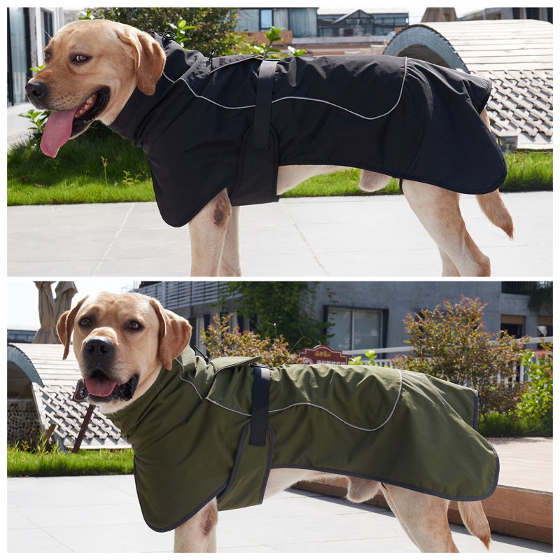 Dog Winter Coat X-Small Army Green: Soft Inner Fleece Adjustable High Collar - Reflective Strips Waterproof Fabric Leash Hole Adjustable Quick-Release Buckle Dog Jacket for Medium Large Dogs in Winter - Image 5