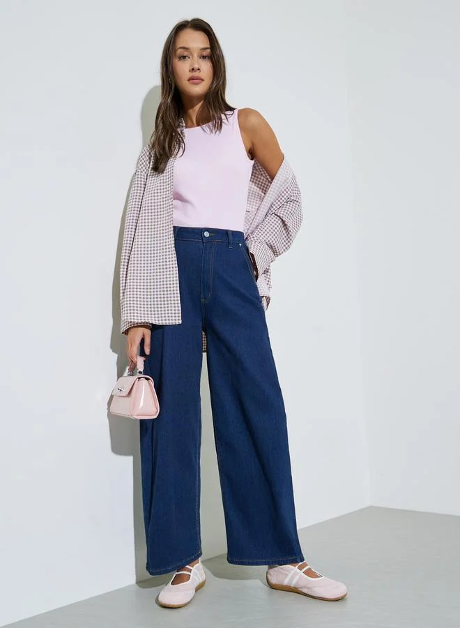 ستايلي Pink Checked Long Sleeves Oversized Shirt