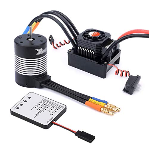 Jrelecs 3650 5900KV Sensorless Brushless Motor 120A Brushless ESC & Program Card Waterproof Motor ESC Combo 3.175mm Shaft for 1/10 RC Car Truck - Image 1