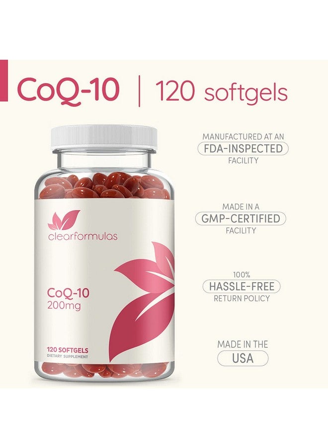 ClearFormulas CoQ10 200mg Softgels - Quick Absorption Coenzyme Q10 200mg Potent Antioxidant for Heart Energy and Aging Support - High Stability CoQ10 Ubiquinone Soft Gels - Made in a cGMP US Lab (60 Servings) - Image 4