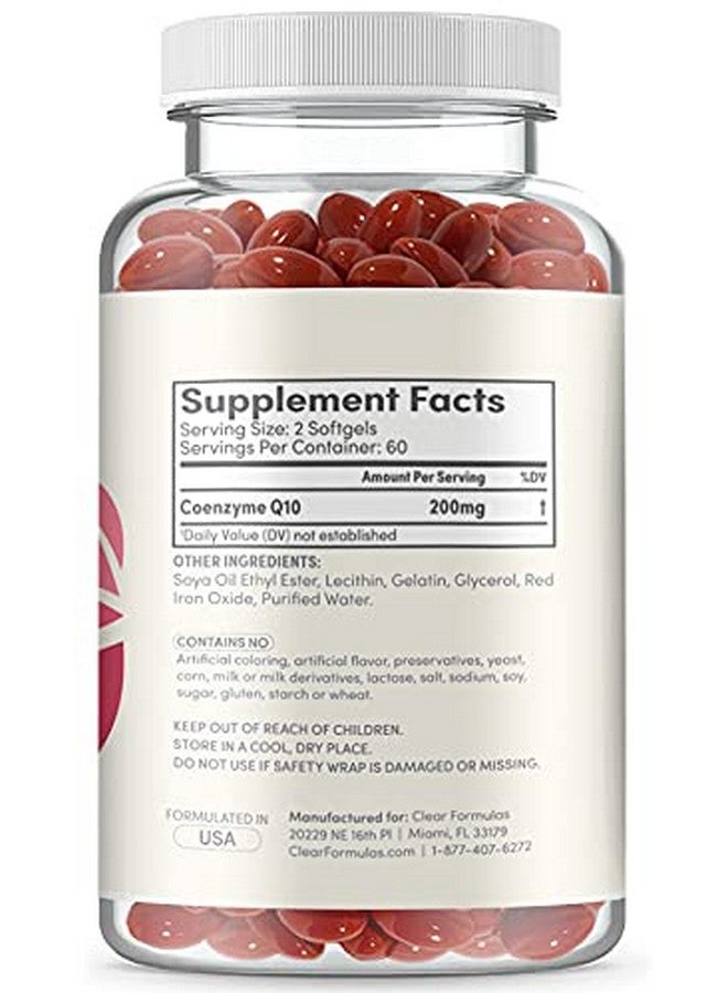 ClearFormulas CoQ10 200mg Softgels - Quick Absorption Coenzyme Q10 200mg Potent Antioxidant for Heart Energy and Aging Support - High Stability CoQ10 Ubiquinone Soft Gels - Made in a cGMP US Lab (60 Servings) - Image 3