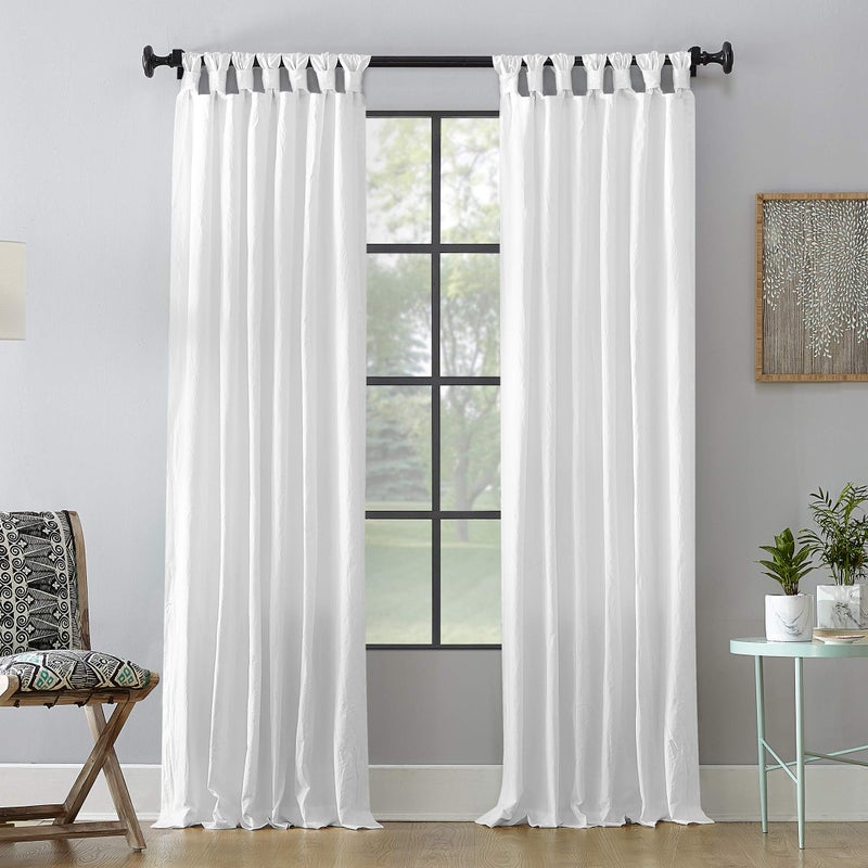 Archaeo Washed Cotton Twist Tab Curtain, 52" x 95", White - Image 1