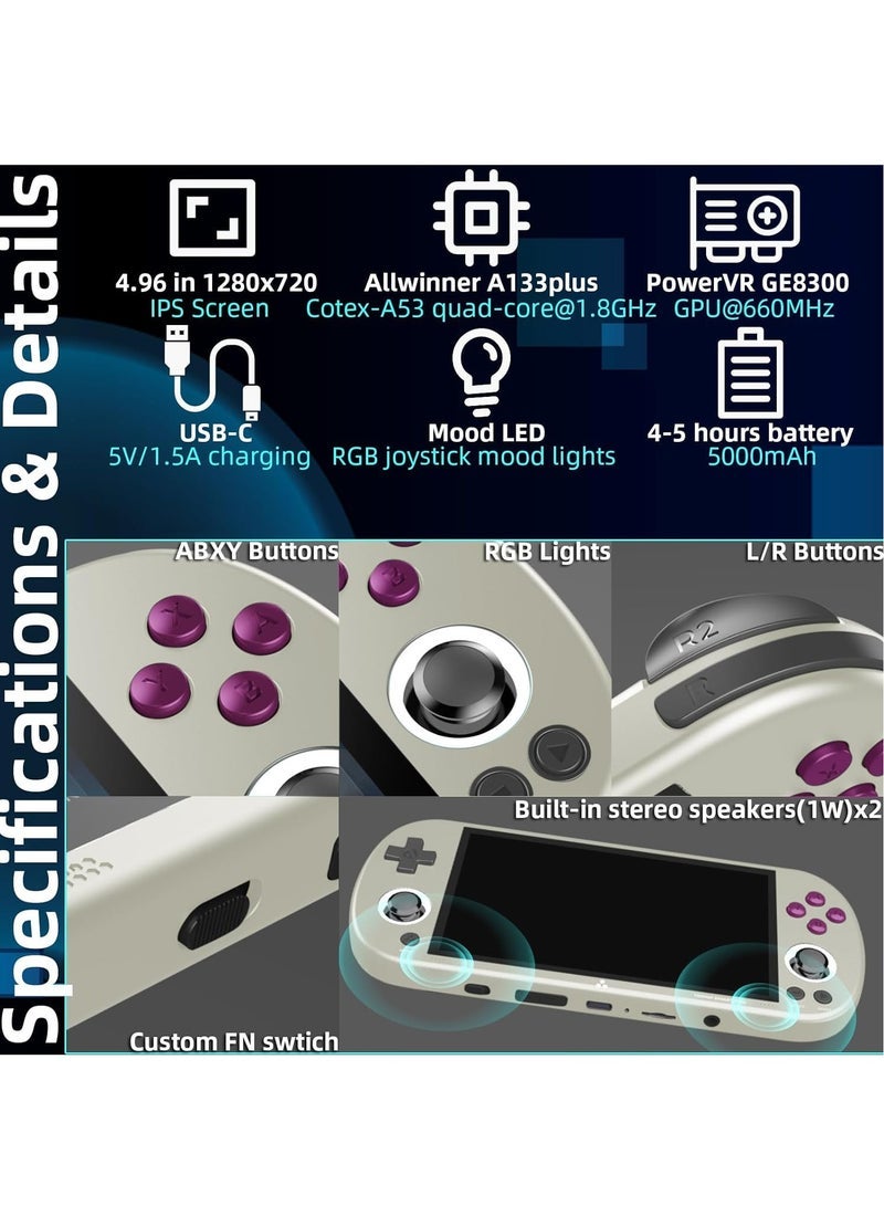 general Smart Pro Open Source Handheld Game Console, Retro Arcade HD 4.96-inch IPS Screen Game Console, Linux System, 5000 mAh Large Battery (Grey) - Image 4