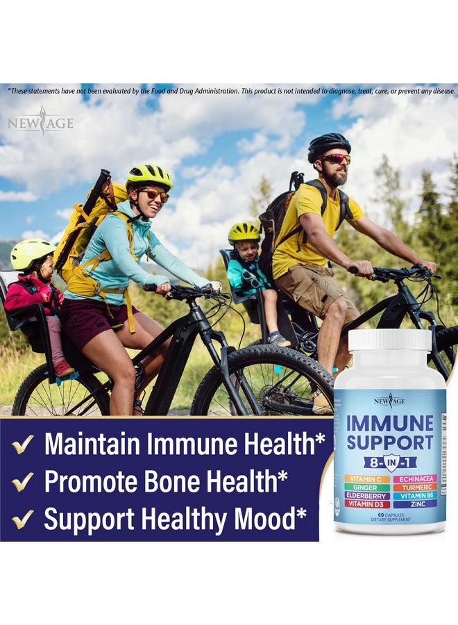 NEW AGE 8 in 1 Immune Support Booster Supplement with Echinacea, Vitamin C and Zinc 50mg, Vitamin D 5000 IU, Turmeric Curcumin & Ginger, B6, Elderberry (8 in 1 Capsules (Pack of 3)) - Image 4