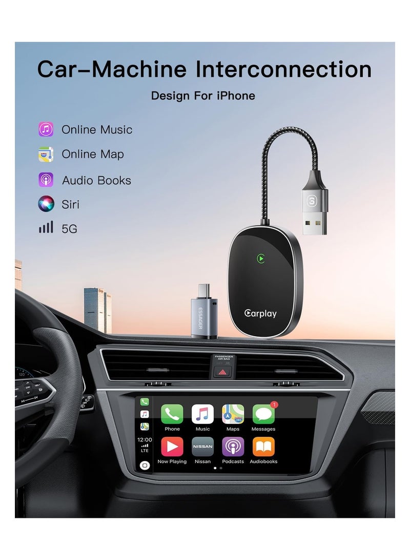Wireless CarPlay Adapter for iPhone, Universal, Converts Wired to Wireless CarPlay Dongle, Plug  Play Compatible with BMW, Lexus, Ford, Benz, Audi, Volvo, and More - iOS 10+ Supported - Image 4