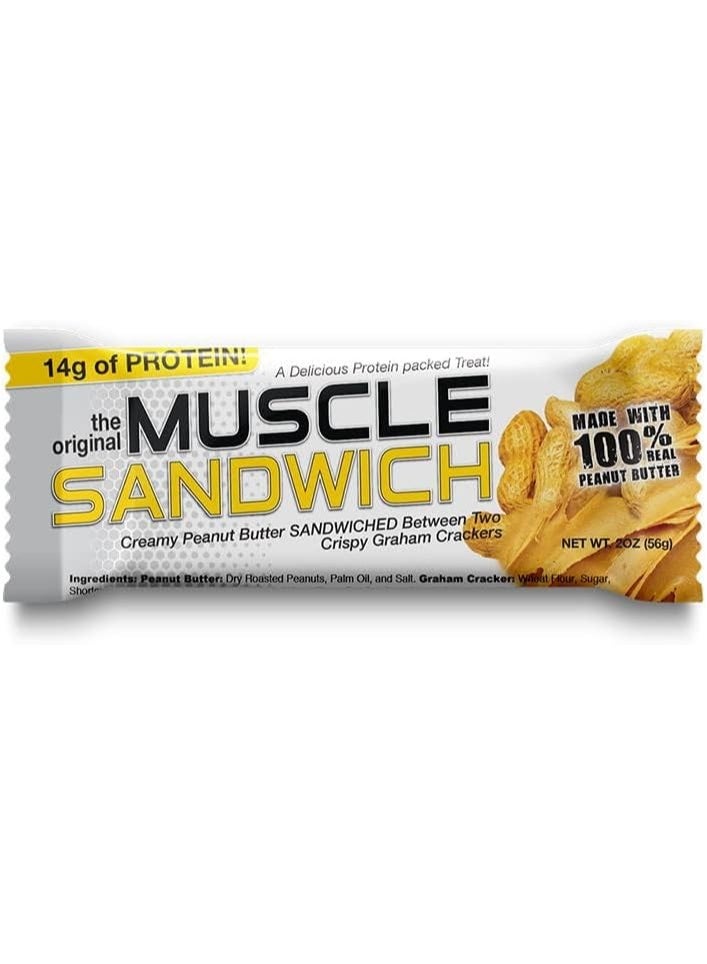 Muscle Foods Sandwich Protein Bar Creamy Peanut Butter – High Protein Snack Pack of 12 Bars - Image 2