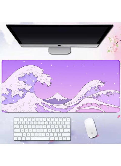 Sea Wave Pattern For Esports Games Gaming Mouse Pad Extended Large Mat Desk Pad Stitched Edges Mousepad Long Mouse Pad And Non-Slip Rubber Base Mice Pad 800X300X4mm