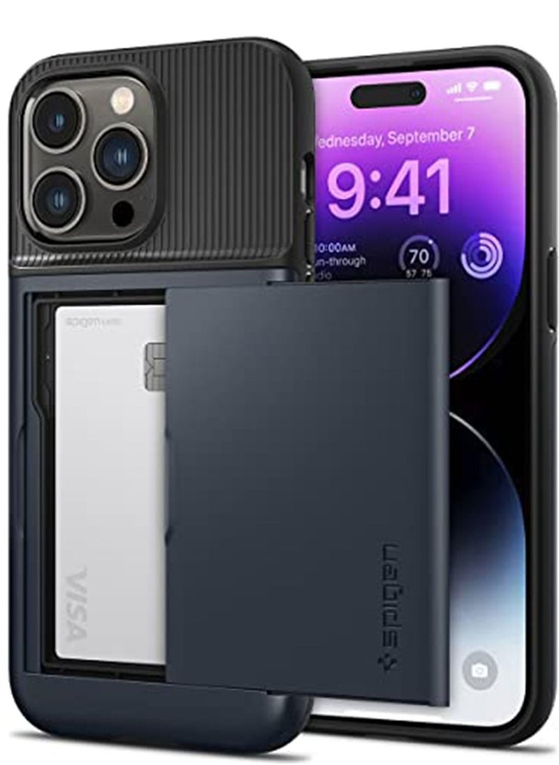 Spigen Slim Armor CS iPhone 14 Pro Max Case Cover with Card Holder Slot - Metal Slate 