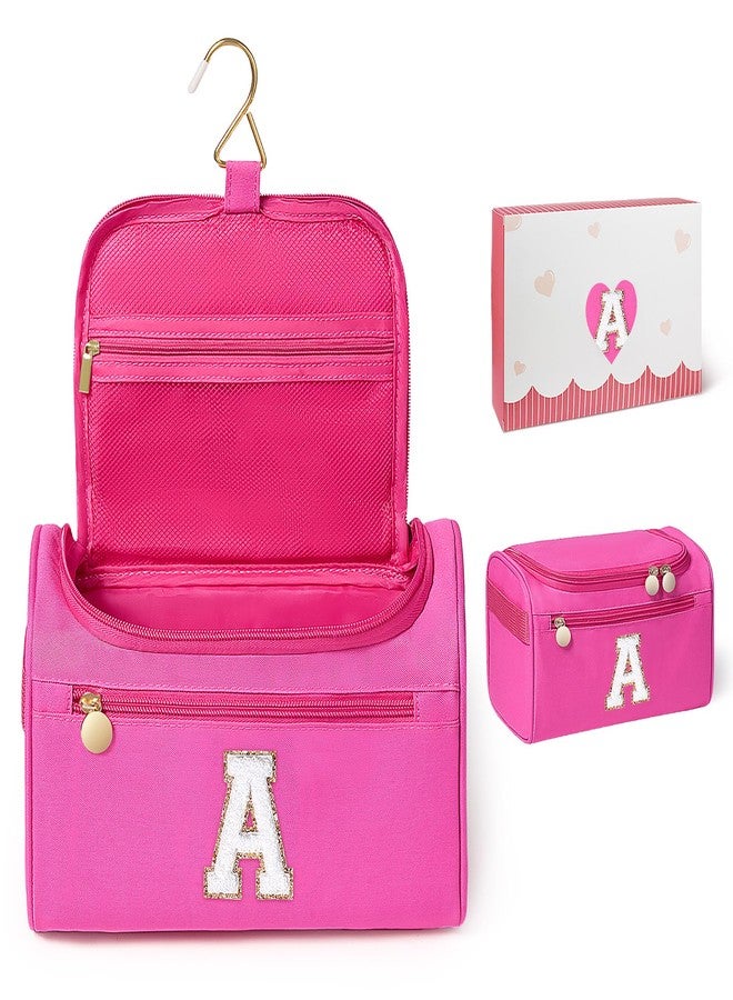 COSHAYSOO Initial Girls Hanging Toiletry Bag Tween Preteen Teenager Christmas Birthday Gifts Basket Stuffers for Teen Girl 10-12 12-14 16-18 Travel Trip Favors College Dorm Essentials Pink Letter A - Image 1