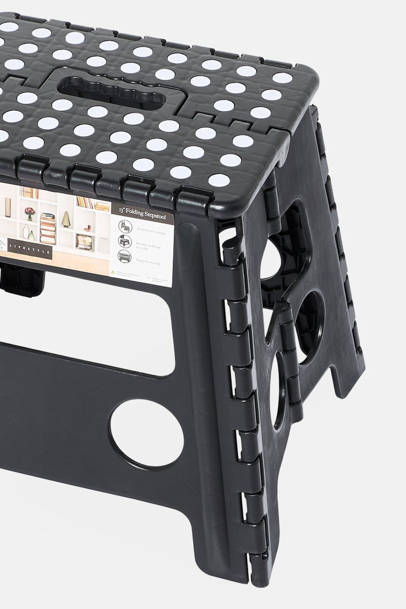 LIFESTYLE كرسي خطوة قابل للطي من البلاستيك بحجم 13 بوصة مع مقبض، أسود - Image 4
