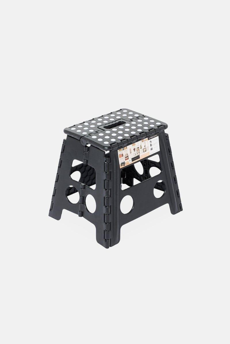 LIFESTYLE كرسي خطوة قابل للطي من البلاستيك بحجم 13 بوصة مع مقبض، أسود - Image 1