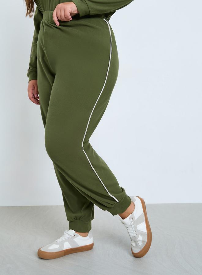 Styli Women Plus Size Green Striped Joggers - Image 2