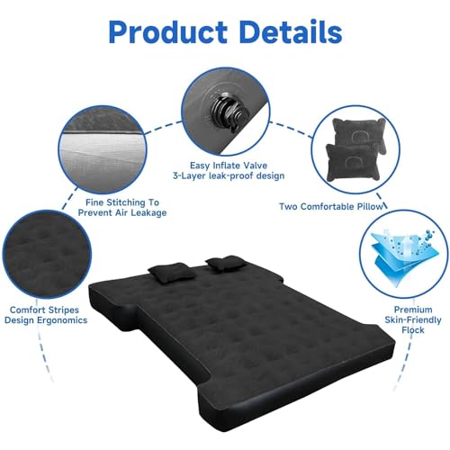 Umbrauto Air Mattress for 6-6.5ft Full Size Truck Bed, Inflatable Pickup Airbed with Pump, Tent Camping Sleeping Pad for Outdoor Travel - Image 5