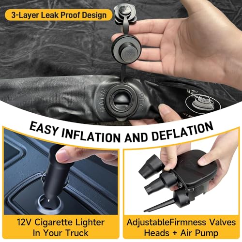 Umbrauto Air Mattress for 6-6.5ft Full Size Truck Bed, Inflatable Pickup Airbed with Pump, Tent Camping Sleeping Pad for Outdoor Travel - Image 4