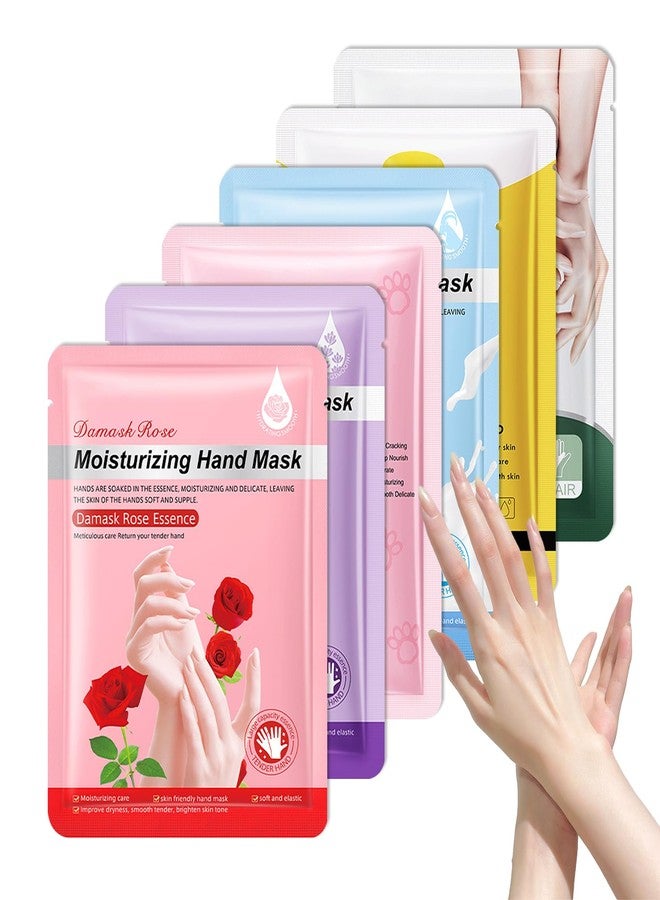 LZYLLS 6 Pairs Hand Masks Moisturizing Gloves, Hydrating Hand Mask Moisturizer Gloves Care for Dry Cracked Hands, Smooth Long Lasting Soft Firming Hand Mask Gift Set for Men Women（D - Image 1