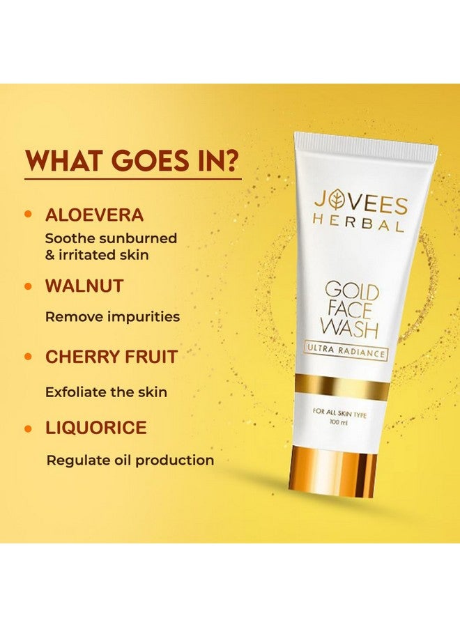 Jovees Herbal Ultra Radiance Gold Face Wash | Gives Nourished & Hydrated Skin, Reduce Dark Spot And Improves Skin Texture | For All Skin Types 100ML (Pack of 1) - Image 4
