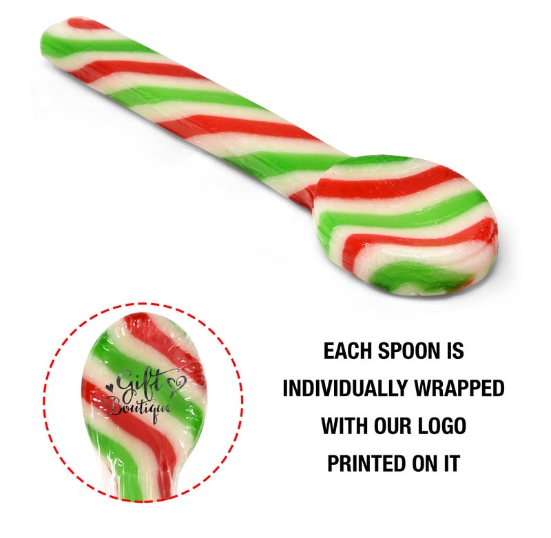 Gift Boutique 24 Pack Christmas Candy Cane Spoons - Peppermint Edible Stir Sticks Red Green White Stripes for Hot Cocoa, Kids Treats & Stocking Stuffers - Image 3