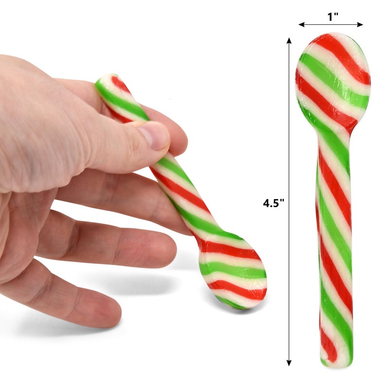 Gift Boutique 24 Pack Christmas Candy Cane Spoons - Peppermint Edible Stir Sticks Red Green White Stripes for Hot Cocoa, Kids Treats & Stocking Stuffers - Image 2