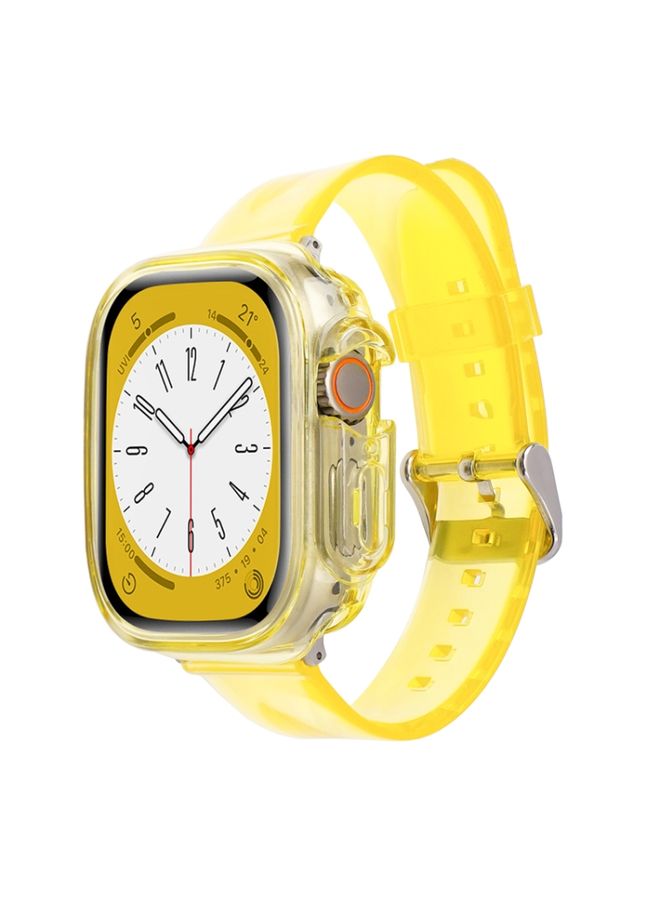 BURAQ Protective Cover For Apple Watch Ultra 49mm Glacier Jelly Clear TPU Case Watch Band(Yellow)
