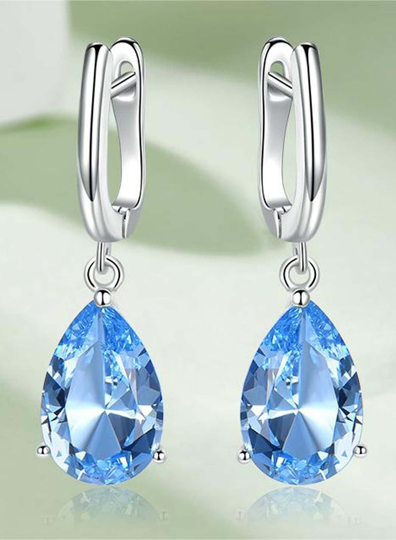 YL Sterling Silver 925 Gemstone 8x12mm Teardrop Earrings  - Image 1
