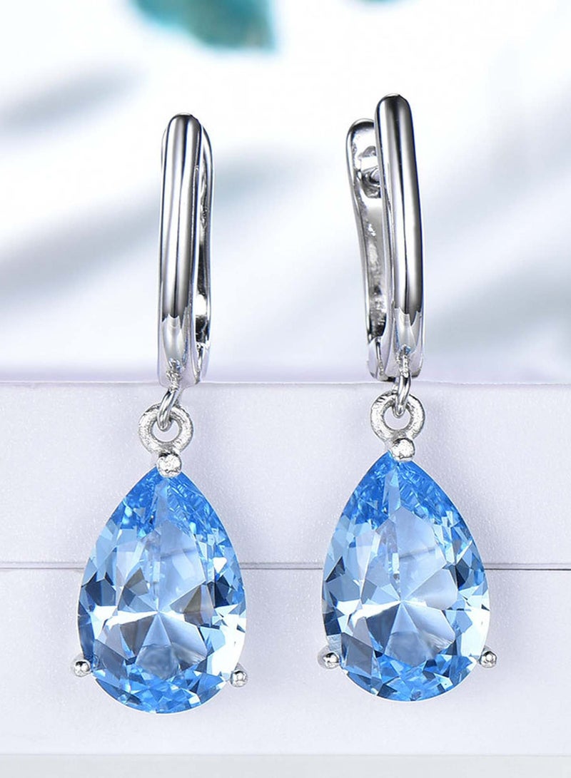 YL Sterling Silver 925 Gemstone 8x12mm Teardrop Earrings  - Image 2