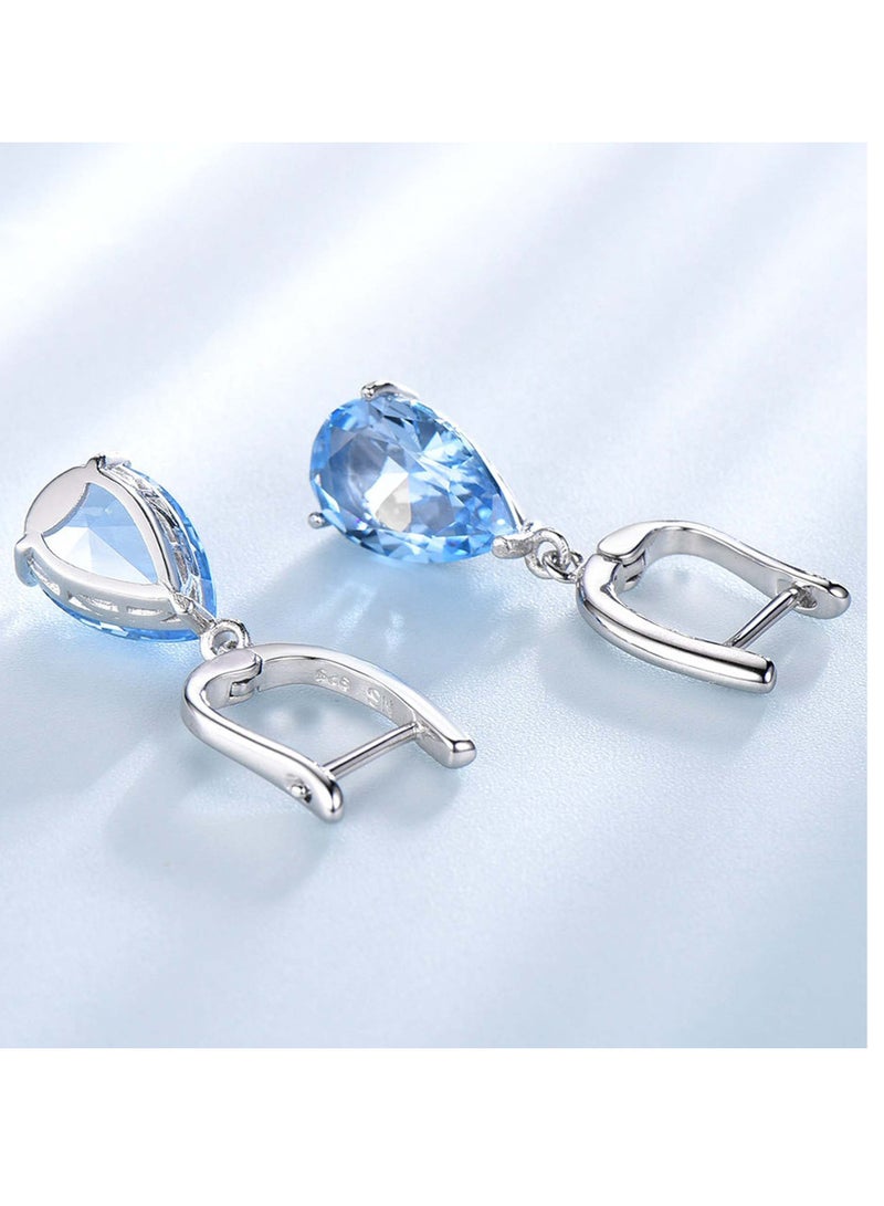 YL Sterling Silver 925 Gemstone 8x12mm Teardrop Earrings  - Image 3