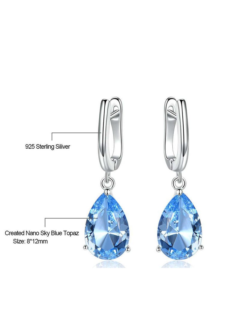 YL Sterling Silver 925 Gemstone 8x12mm Teardrop Earrings  - Image 4