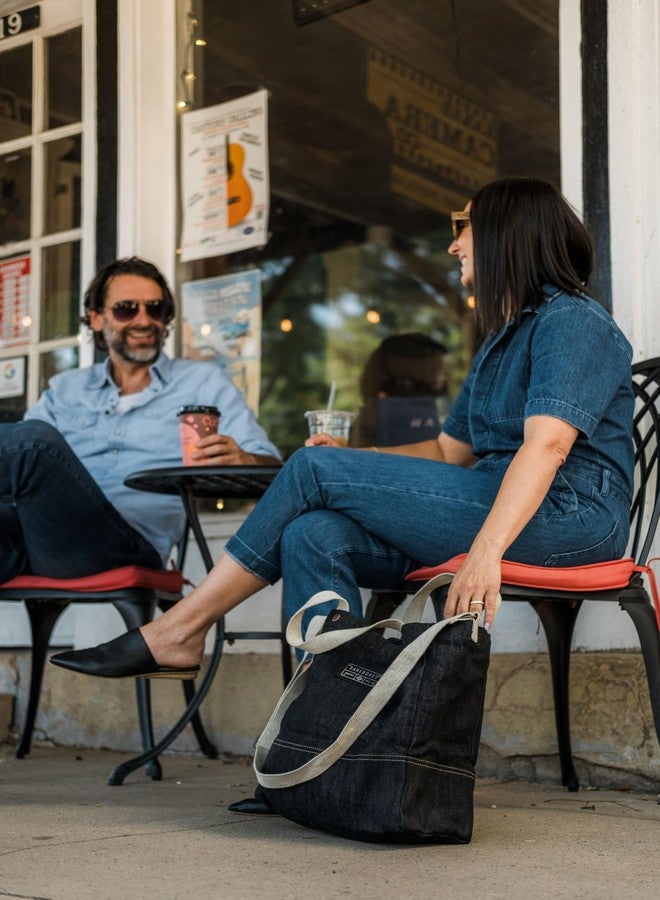 Barebones Neelum Oversized Tote - 26L Waxed Denim Canvas Carryall with Adjustable Shoulder Strap, Large Utility Bag for Grocery Hauls, Outdoor Use, Work, and Travel - Image 5