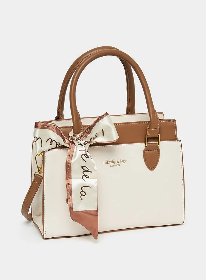 ستايلي Contrast Panel Handbag with Scarf