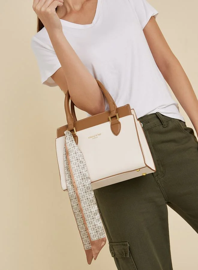 ستايلي Contrast Panel Handbag with Scarf