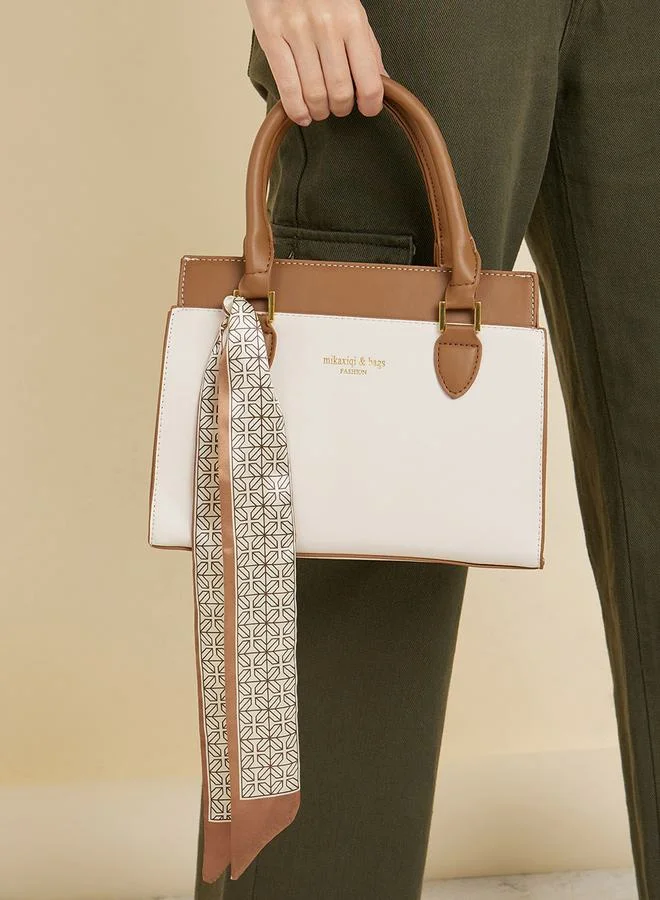 ستايلي Contrast Panel Handbag with Scarf