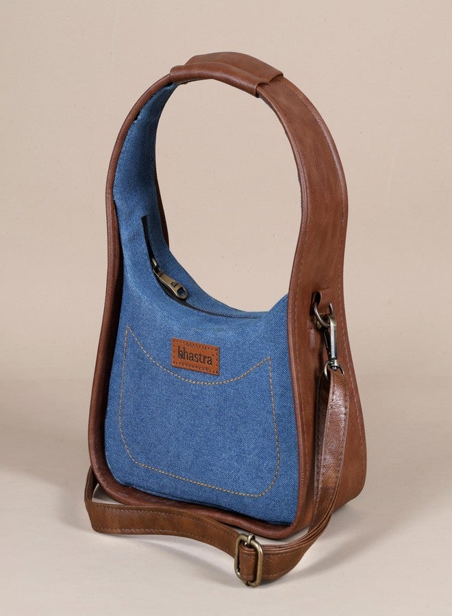BHASTRA Stylish Midnight Arc Classic Blue Denim Sling Bag for Women | Elegant Crossbody Bag | Durable Lightweight & Spacious Design | Perfect for Daily Use & Travel Shopping | 9.5 x 12 x 2.5 Inch - Image 4