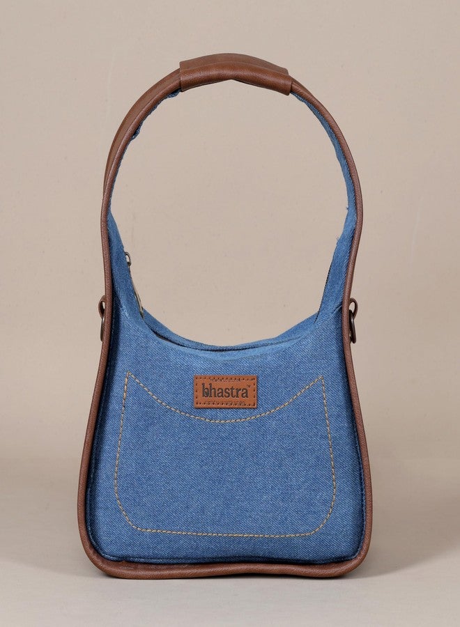 BHASTRA Stylish Midnight Arc Classic Blue Denim Sling Bag for Women | Elegant Crossbody Bag | Durable Lightweight & Spacious Design | Perfect for Daily Use & Travel Shopping | 9.5 x 12 x 2.5 Inch - Image 2