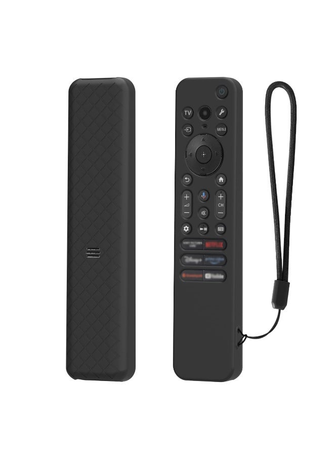 Silicone Case for Sony RMF-TX920U/TX910U, Remote Control Protective Cover with Lanyard,Drop-Proof, Protective Case for Sony RMF-TX920U TX910U Remote Control (Black) - Image 1