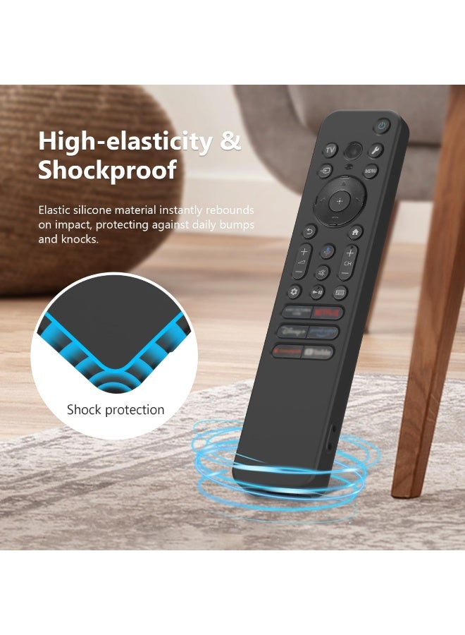 Silicone Case for Sony RMF-TX920U/TX910U, Remote Control Protective Cover with Lanyard,Drop-Proof, Protective Case for Sony RMF-TX920U TX910U Remote Control (Black) - Image 4