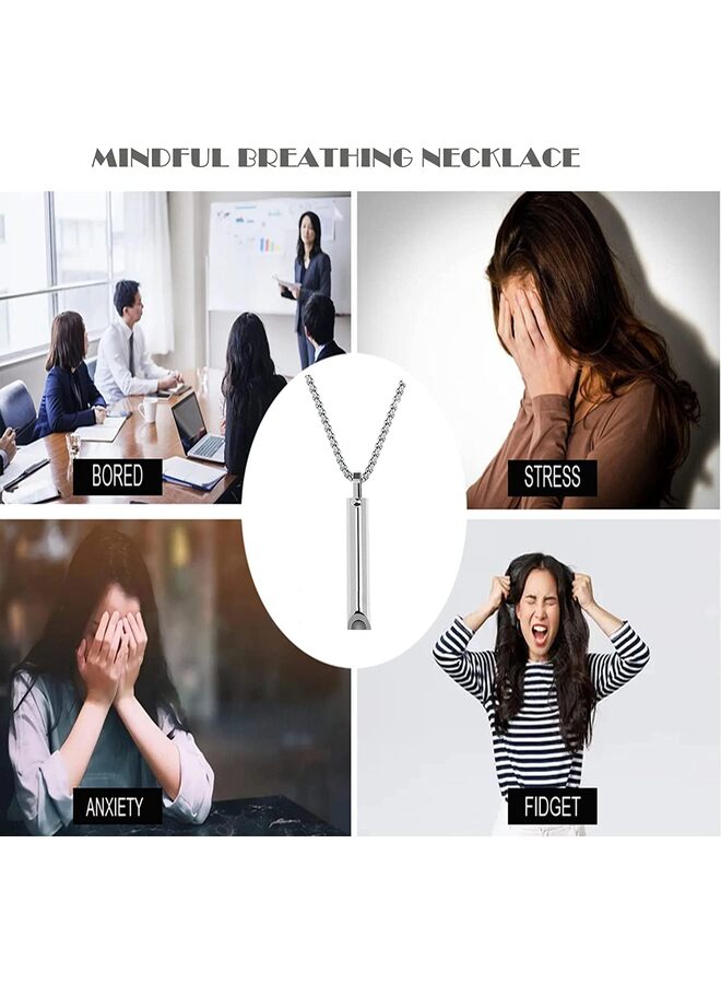 قلادة من الفولاذ المقاوم للصدأ لعلاج القلق، أدوات لتخفيف القلق، قلادة للتنفس الواعي، قلادة "التحول" لعلاج القلق والتوتر ونوبات الهلع، أدوات تأمل لتخفيف القلق والتوتر ونوبات الهلع. - Image 5