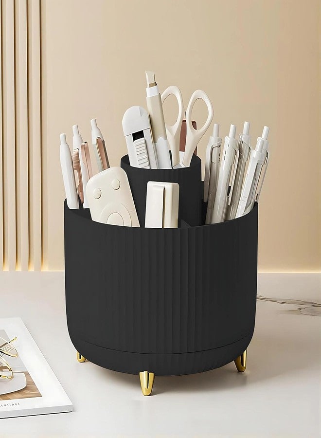 KRISHNPRIYA 360° Rotating Makeup Brush Holder Organizer For Vanity Desktop Bathroom (Black) - Image 3